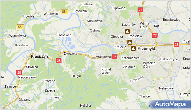 mapa Prałkowce, Prałkowce na mapie Targeo