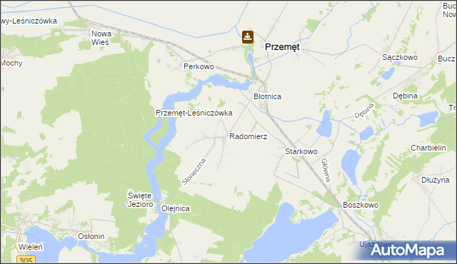 mapa Radomierz gmina Przemęt, Radomierz gmina Przemęt na mapie Targeo