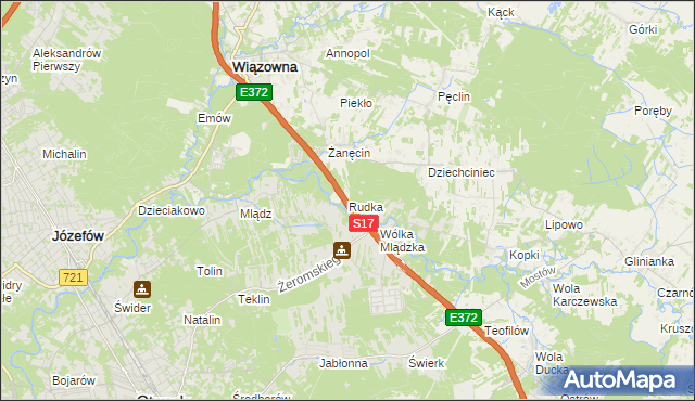 mapa Rudka gmina Wiązowna, Rudka gmina Wiązowna na mapie Targeo