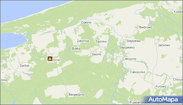 mapa Sasino, Sasino na mapie Targeo