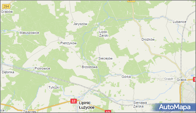 mapa Sieciejów, Sieciejów na mapie Targeo