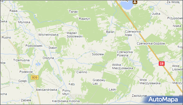 mapa Sobolew gmina Firlej, Sobolew gmina Firlej na mapie Targeo