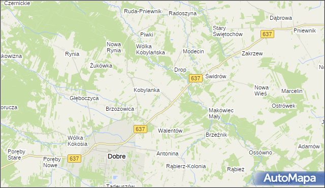 mapa Sołki gmina Dobre, Sołki gmina Dobre na mapie Targeo