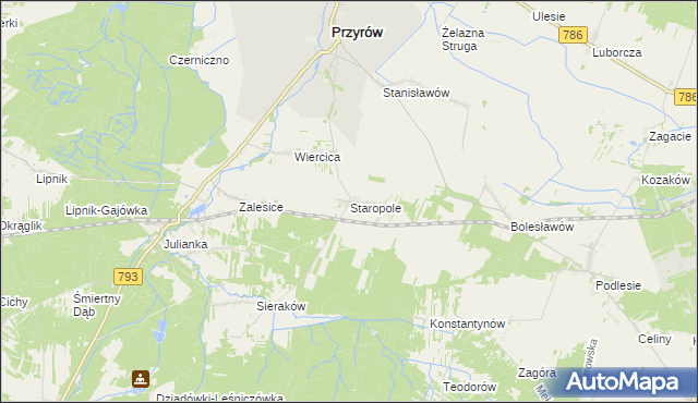 mapa Staropole gmina Przyrów, Staropole gmina Przyrów na mapie Targeo