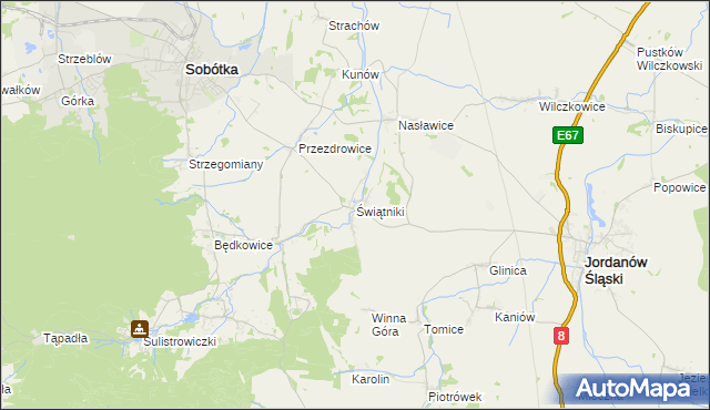 mapa Świątniki gmina Sobótka, Świątniki gmina Sobótka na mapie Targeo