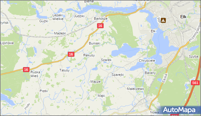 mapa Szarek gmina Ełk, Szarek gmina Ełk na mapie Targeo