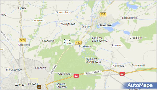 mapa Trzebania, Trzebania na mapie Targeo