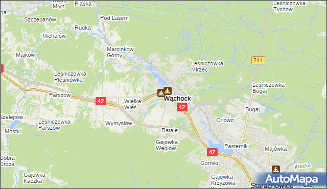 mapa Wąchock, Wąchock na mapie Targeo