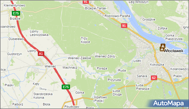 mapa Wieniec-Zdrój, Wieniec-Zdrój na mapie Targeo