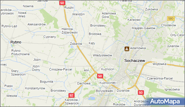 mapa Władysławów gmina Sochaczew, Władysławów gmina Sochaczew na mapie Targeo