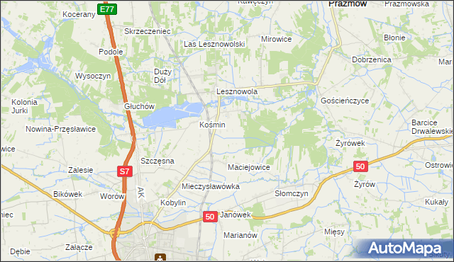 mapa Zakrzewska Wola gmina Grójec, Zakrzewska Wola gmina Grójec na mapie Targeo