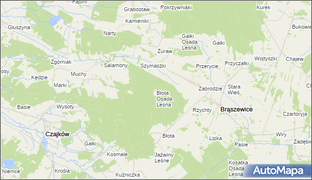 mapa Błota Osada Leśna, Błota Osada Leśna na mapie Targeo