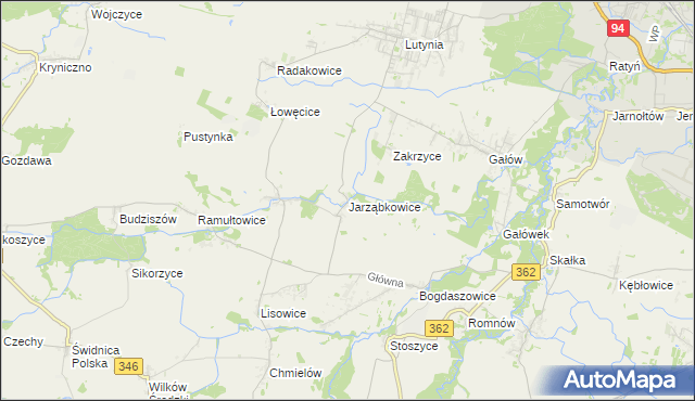 mapa Jarząbkowice gmina Kostomłoty, Jarząbkowice gmina Kostomłoty na mapie Targeo