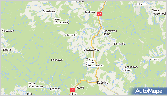 mapa Leszczawka, Leszczawka na mapie Targeo