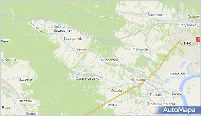 mapa Mucharzew, Mucharzew na mapie Targeo
