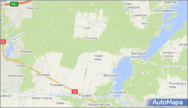 mapa Nowa Wieś gmina Sulejów, Nowa Wieś gmina Sulejów na mapie Targeo