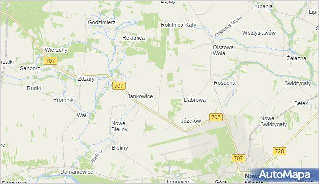 mapa Nowe Łęgonice, Nowe Łęgonice na mapie Targeo