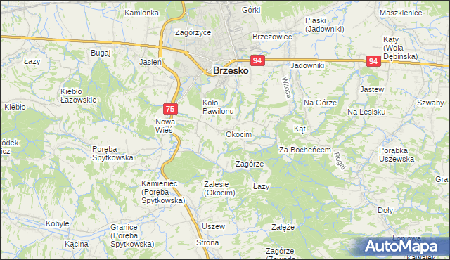 mapa Okocim, Okocim na mapie Targeo