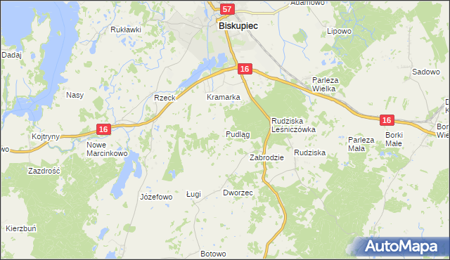 mapa Pudląg, Pudląg na mapie Targeo