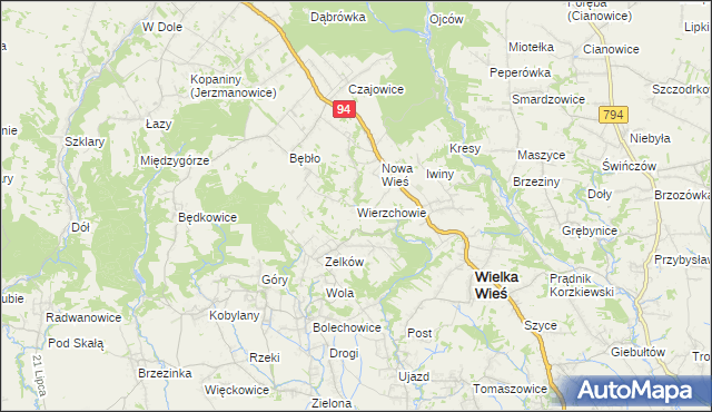 mapa Wierzchowie, Wierzchowie na mapie Targeo