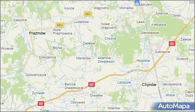 mapa Adamów Drwalewski, Adamów Drwalewski na mapie Targeo