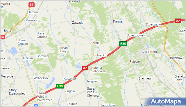 mapa Bobiecko, Bobiecko na mapie Targeo