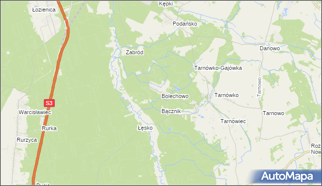 mapa Bolechowo gmina Goleniów, Bolechowo gmina Goleniów na mapie Targeo