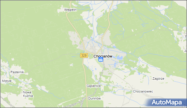 mapa Chocianów, Chocianów na mapie Targeo