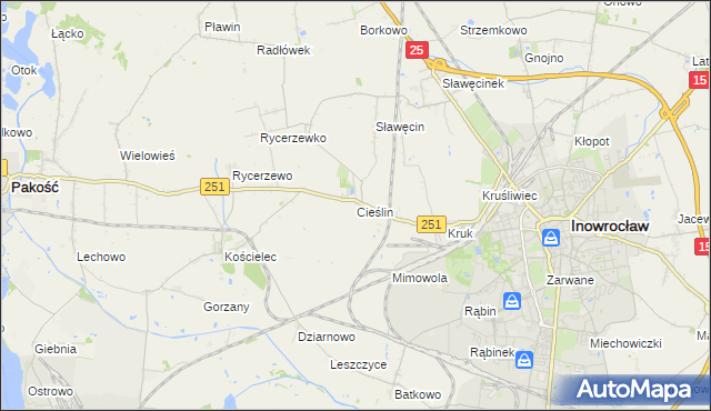 mapa Cieślin gmina Inowrocław, Cieślin gmina Inowrocław na mapie Targeo