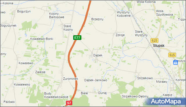mapa Dąbek gmina Stupsk, Dąbek gmina Stupsk na mapie Targeo