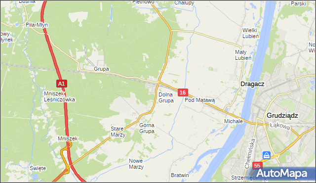 mapa Dolna Grupa, Dolna Grupa na mapie Targeo