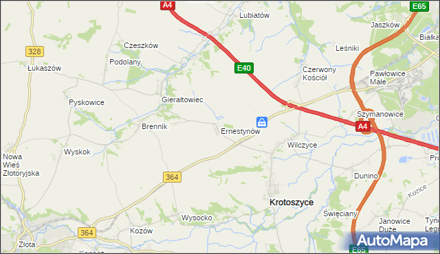mapa Ernestynów gmina Złotoryja, Ernestynów gmina Złotoryja na mapie Targeo