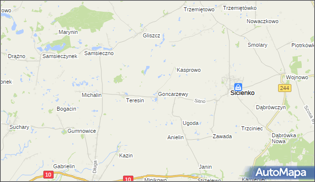 mapa Goncarzewy, Goncarzewy na mapie Targeo