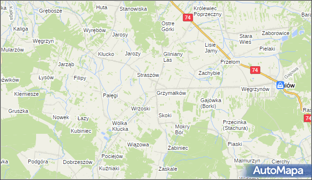 mapa Grzymałków, Grzymałków na mapie Targeo