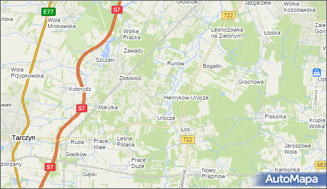 mapa Henryków-Urocze, Henryków-Urocze na mapie Targeo