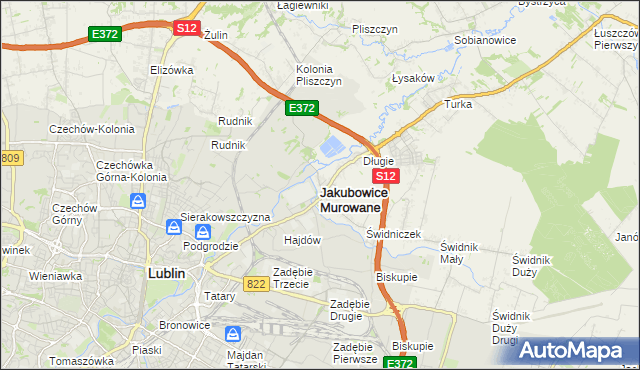 mapa Jakubowice Murowane, Jakubowice Murowane na mapie Targeo