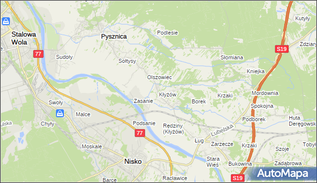 mapa Kłyżów, Kłyżów na mapie Targeo