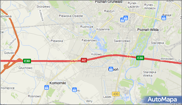 mapa Kotowo gmina Poznań, Kotowo gmina Poznań na mapie Targeo