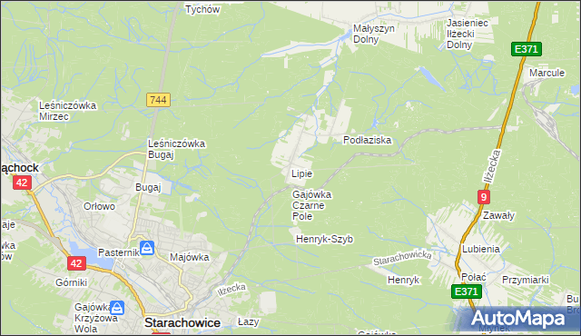 mapa Lipie gmina Brody, Lipie gmina Brody na mapie Targeo
