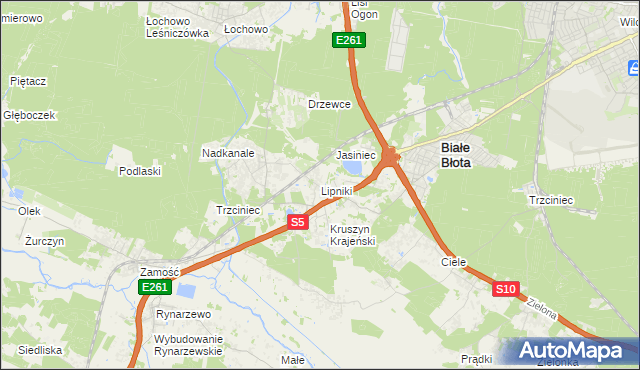 mapa Lipniki gmina Białe Błota, Lipniki gmina Białe Błota na mapie Targeo