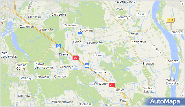 mapa Łubna gmina Góra Kalwaria, Łubna gmina Góra Kalwaria na mapie Targeo