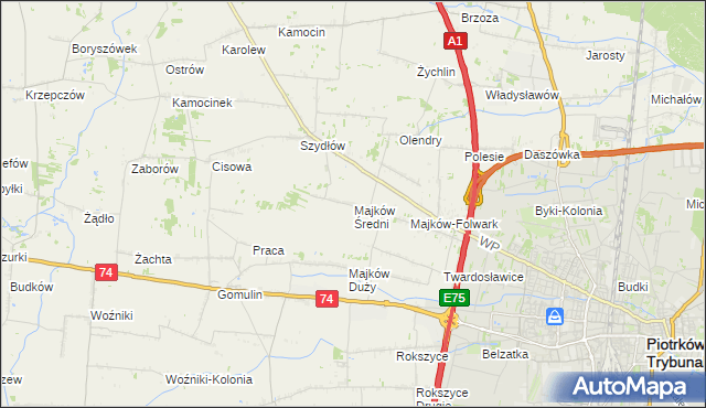 mapa Majków Średni, Majków Średni na mapie Targeo