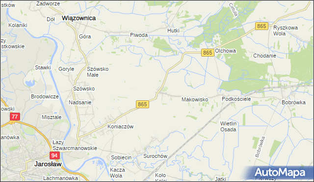 mapa Makowiska gmina Jarosław, Makowiska gmina Jarosław na mapie Targeo