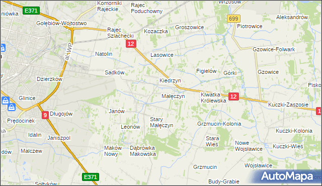 mapa Małęczyn gmina Gózd, Małęczyn gmina Gózd na mapie Targeo