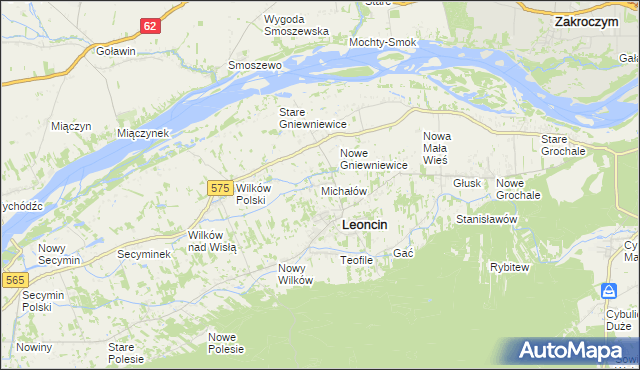 mapa Michałów gmina Leoncin, Michałów gmina Leoncin na mapie Targeo