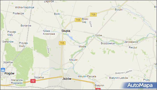 mapa Modła gmina Słupia, Modła gmina Słupia na mapie Targeo