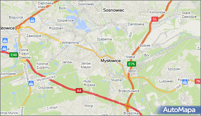 mapa Mysłowice, Mysłowice na mapie Targeo