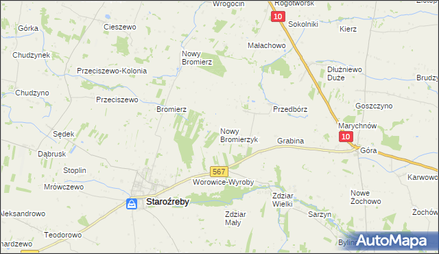 mapa Nowy Bromierzyk, Nowy Bromierzyk na mapie Targeo