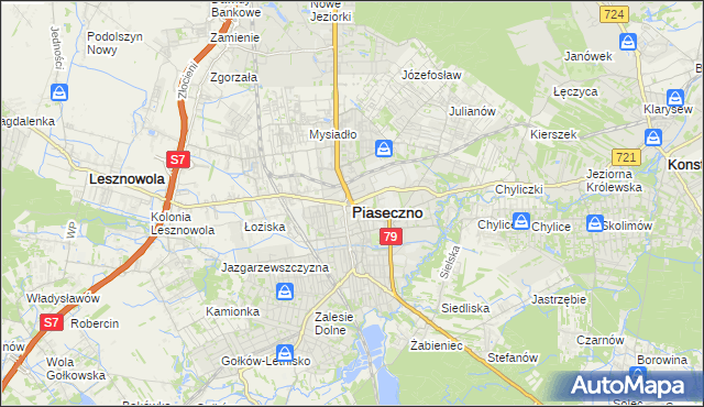 mapa Piaseczno, Piaseczno na mapie Targeo