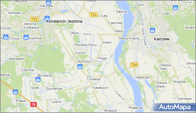 mapa Piaski gmina Konstancin-Jeziorna, Piaski gmina Konstancin-Jeziorna na mapie Targeo